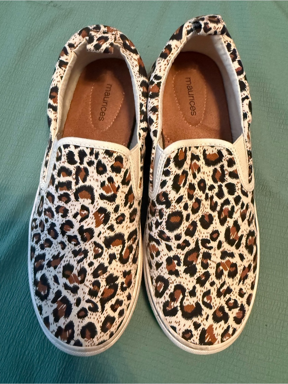 Maurices Leopard Print Slip-On Sneakers in White, Brown & Black